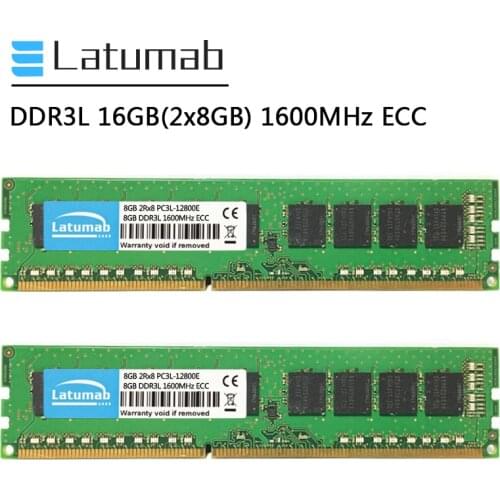 Latumab DDR3L 16GB (2x8GB) 1600MHz Workstation Memory 240Pin ECC UDIMM PC3L-12800E Memoria RAM DDR3 1.35V ECC Unbuffered Memory