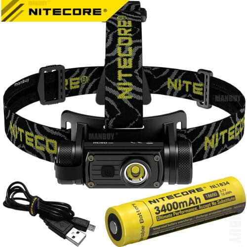 NITECORE HC60 V2 1200 Lumen Rechargeable Headlamp + 18650 Battery+ USB-C Charging Cable for Search Hunting Camping Free shipping