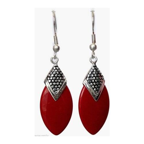 Stunning Red Coral Bead 925 Sterling Earrings