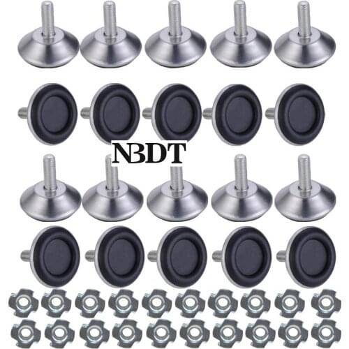 20Pcs/Lot M6 M8 M10 Threaded Pronged T Nut Furniture Table Leg Leveler Leveling Feet Swivel Silver Black Steel Decorative Cover