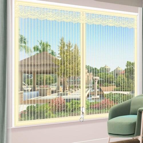 Embroidery Chrysanthemum Flower Door Window Mesh Screen Zipper Opening Yarn Air Tulle Fly Mosquito Net Curtain Remove Washabl