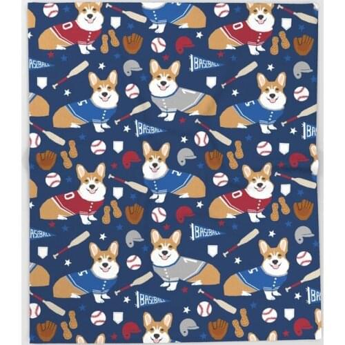 Corgi Baseball Themes Sports Gifts Throw Blanket Portable Soft Picnic Blanket Warm Sofa Bed Sheets Flannel Blanket for Bed
