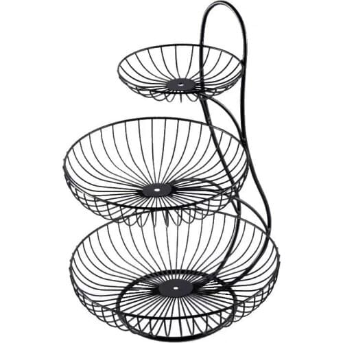 Three Layer Iron Fruit Basket Bread Storage Cake Stand Decorative Dessert Holder Organizer Home Kitchen Countertop Tidying