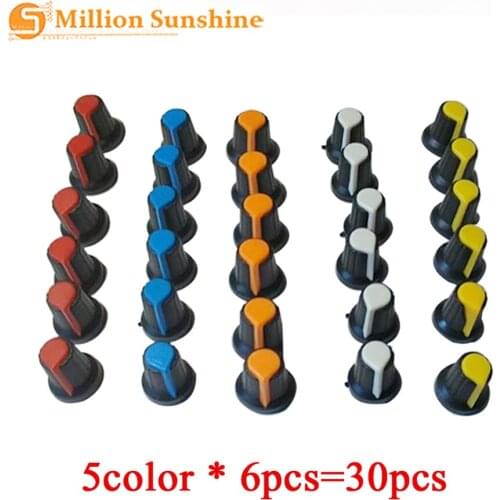 WH148 potentiometer knob cap(copper core) 15X17mm 6mm Shaft Hole AG2 Yellow Orange Blue White Red 5value*6PCS=30PCS EC18