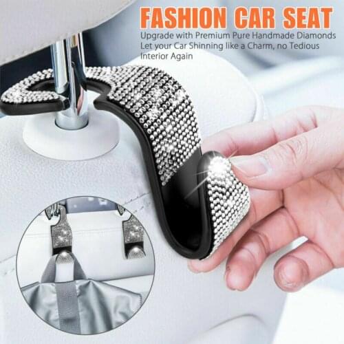 Car Back Seat Hook Bling Rhinestones Crystal Handbag Headrest Hanger Holder For Shiny Crystal Handbag Pillow Hanger
