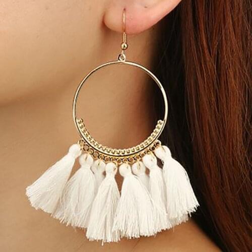 Tassel Earrings For Women Ethnic Big Drop Earrings Bohemia Fashion Jewelry Trendy Cotton Rope Fringe Long Dangle