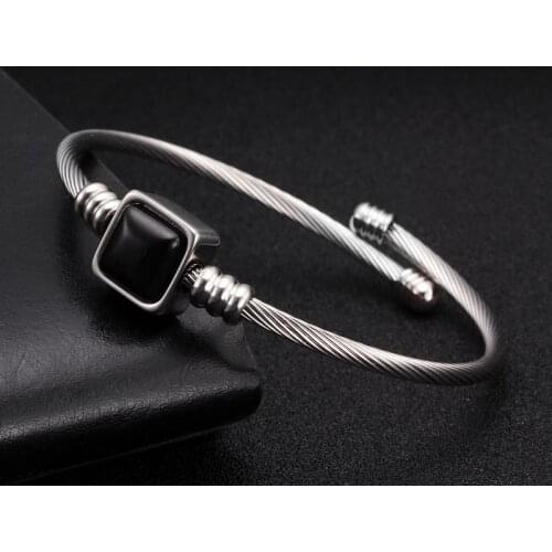 Luxury Palace Women Wedding Party Charm Crystal Bracelets Vintage Stainless Steel Braided Open Cuff Female Bracelets