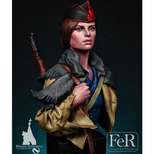 1/12 CNT MilitiawomanBarcelona, 1936, Resin Model Bust GK, Historical character theme, Unassembled and unpainted kit