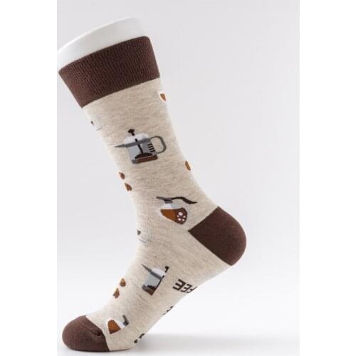 1 Pair Man Cotton Socks Coffee Beer Stocking Streetwear Soft Colorful Sock