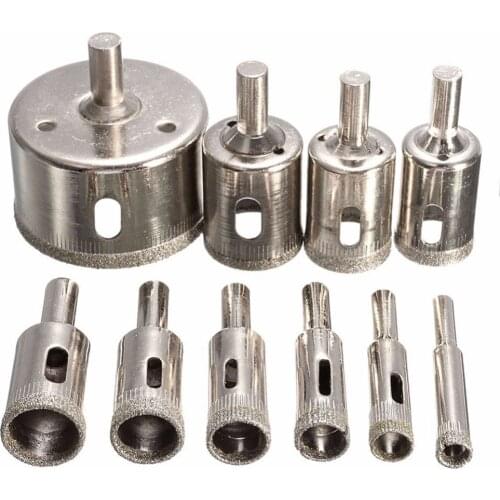 10/15Pcs Diamond Coated Drill Bit Set Tile Marble Glass Ceramic Core Hole Saw Drilling Bits For Power Tools 6mm-50mm