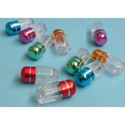 100 x Mini Cute Capsule Shells Round Transparent Pill Cases Plastic Refillable Bottles with Aluminum Cap Medical Drugs Container