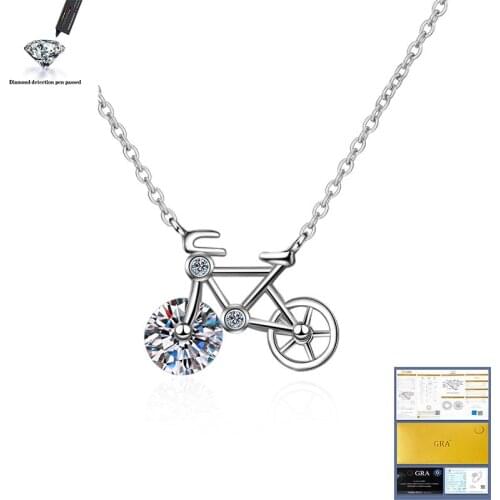 1CT 6.5mm Moissanite Necklace 925 Sterling Silver Jewellery Women Round Shape Jewelry Pendant Moissanite Diamond Necklace