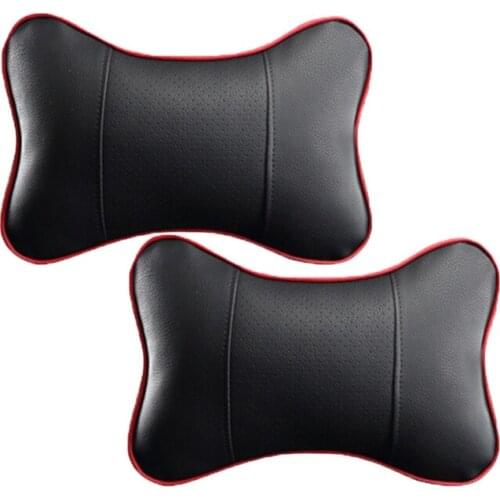 2 Pcs/set New Arrival Car Neck Pillows Both Side Pu Leather Single Headrest Fit for Most Cars Filled Fiber Universal Car Pillow