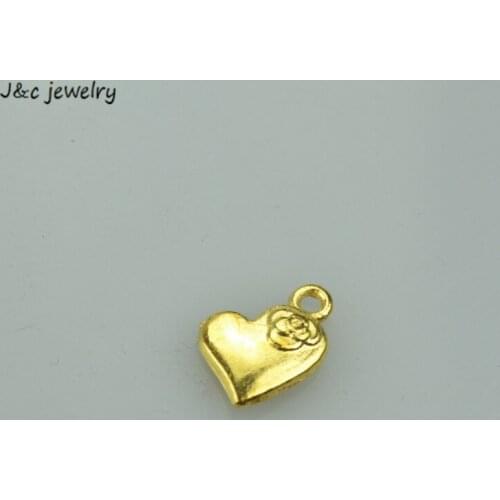 25 pcs Gold color charms diy metal heart pendant for necklace&bracelets jewelry making 13*15 mm A13