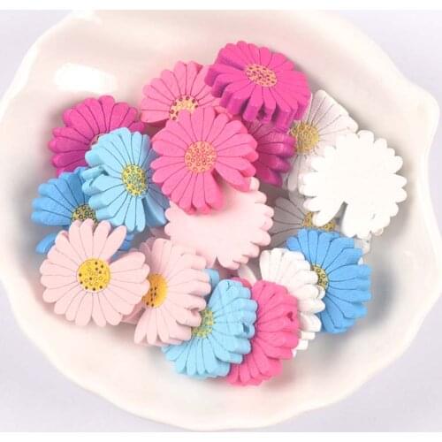 25pcs Mixed color Chrysanthemum Wooden Spacer Beads For DIY Jewelry making For Pacifier Clip Accessories 21.5mm MT2238