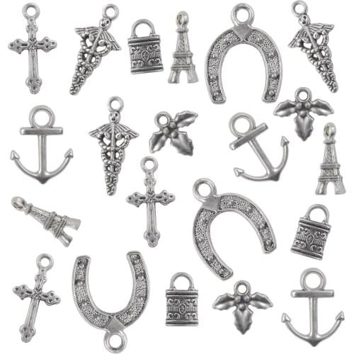 30pc/lot Metal Cross Pendant Handmade Mixed Antique Charms For Women Jewelry DIY Making Necklace Bracelet