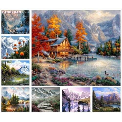 5D Diy Diamond Painting Landscape Diamond Embroidery Mountains Lake Tree Cross Stitch Kits Mosaic Handicraft Home Decor Gift