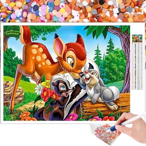 Diamond Painting Cartoon Disney Animal Deer Squirrel Embroidery Set 5D DIY Mosaic Square Round Rhinestone Mural Home Decor Salon