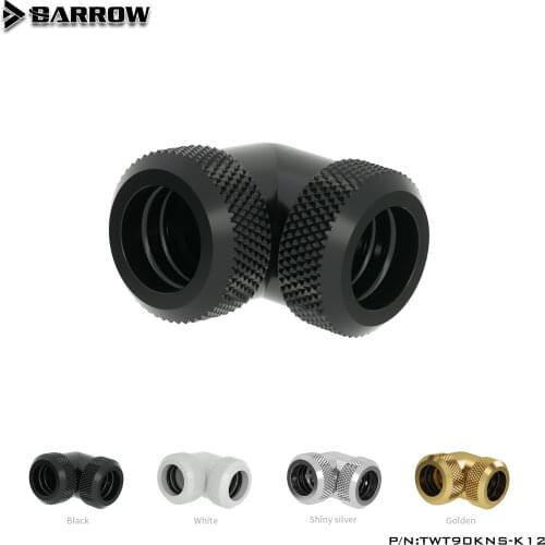 Barrow TWT90KNS-K12, water cooling connector 90 Degree Hard Tube Fittings, G1/4 Adapters For Double OD 12mm Hard Tubes connected