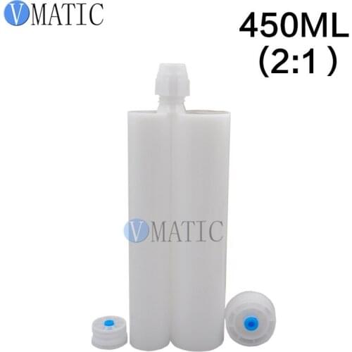 Free Shipping Two Component Cartridge 450ml/cc 2:1 Glue Dispensing Plastic Cartridge With Static Mixer/Mixing