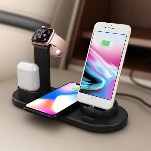 10W QI Wireless Charger Dock Station 6 IN 1 For Apple Watch 5 4 3 2 iPhone AirPods Pro Micro USB Type C Stand Fast Charging 3.0