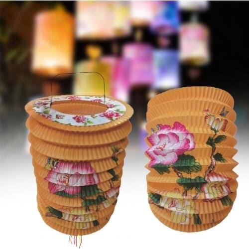 Paper 12Pcs Practical Festival Hanging Traditional Paper Lanterns Lightweight Tradition Lanterns Lotus Pattern for Party