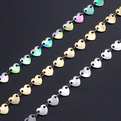1 Meter Stainless Steel 6mm Width Heart Soldered Handmade Chains Wholesale Necklace Bracelets Making Drop Shipping