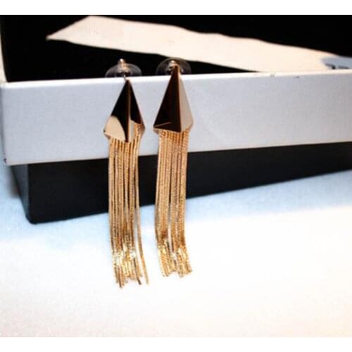 Charmwin Vintage Metal Long Tassel Earrings For Women New Fashion Alloy Chain Drop Dangle Earring Jewelry Accessories