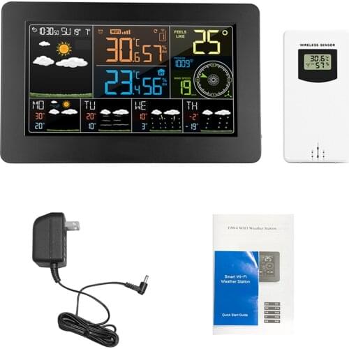 KKMOON Digital Clock Color WiFi Weather Station digital thermometer APP Control Smart Weather Monitor Temperature Humidity