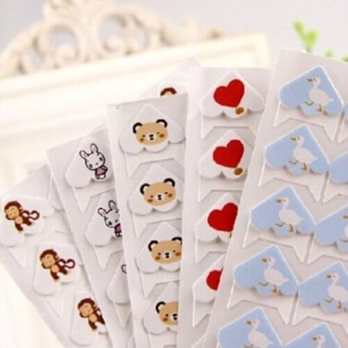 DIY Cute Cartoon Animals Heart Corner Paper Stickers For Albums Frames Decoration Scrapbooking