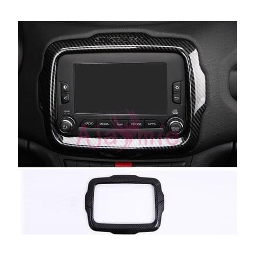 For Jeep Renegade 2016 2017 Interior Moulding Trim Carbon Fiber Color Radio Screen Overlay Cover Chrome Car Styling Accessories