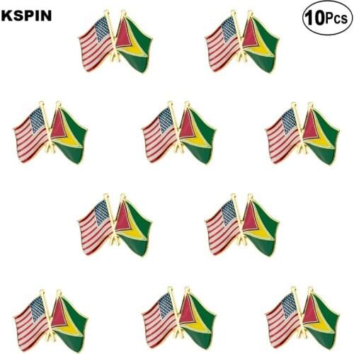 U.S.A & Guyana Friendship Flag Lapel Pin Flag badge Brooch Pins Badges 10Pcs a Lot