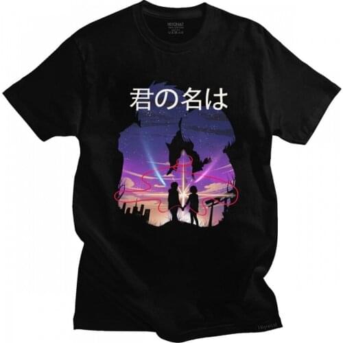 Classic Japanese Manga Your Name T Shirt Men Short Sleeves Cotton Anime Tee Tops O-neck Kimi No Na Wa Tshirt Graphic T-shirt