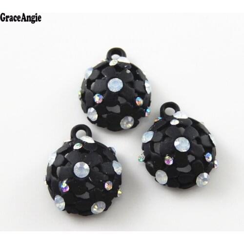 GraceAngie 6pcs Black Fashion Shinny Round Clock Charms for Jewelry Making Original Wholesale Price Cheap Key Charm 52668