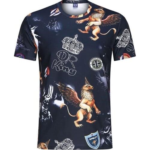 New Brand Print T Shirt Men 3D Crown Print Summer Loose Tee Vintage Fashion O-Neck Casual Short Sleeve Camisa Hip Hop Men Tshirt