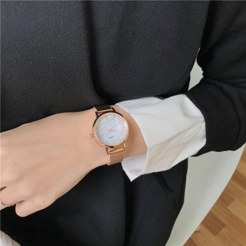 2021 new green watch ins style simple temperament student star ball dial