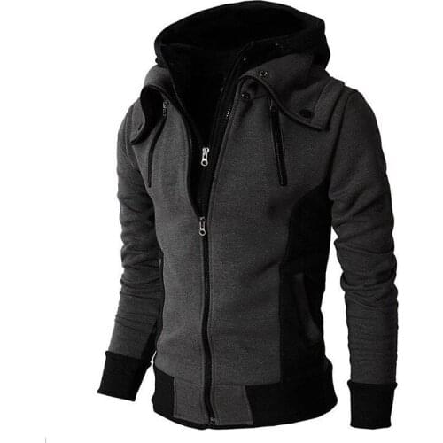 New sports cardigan casual coat cardigan double pull hooded matching Hoodies mens Sweatshirts