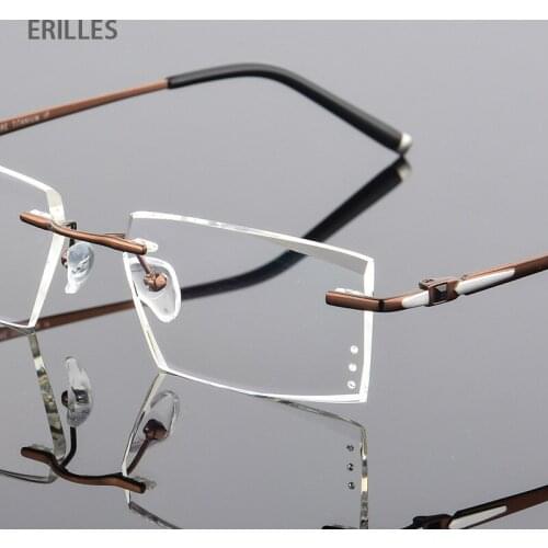 Luxury Pure Titanium Computer Glasses For Men Business Eyeglsses Anti Blue Light Goggles Prescription Frames For Myopia Glasses