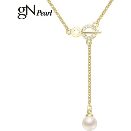 GN Pearl Genuien Pearl Pendant Pearl Necklaces 925 Sterling Silver 5-6mm Natural Freshwater Drop Shape Choker Chain Necklace