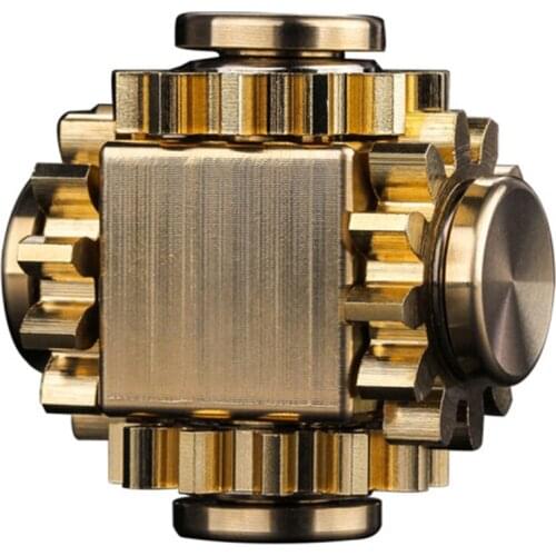 1pcs Pure Copper Gear Linkage Decompression Fingertip Spinning Toy Cube Metal Rotating Toy Adult Decompression Toy Child Gift