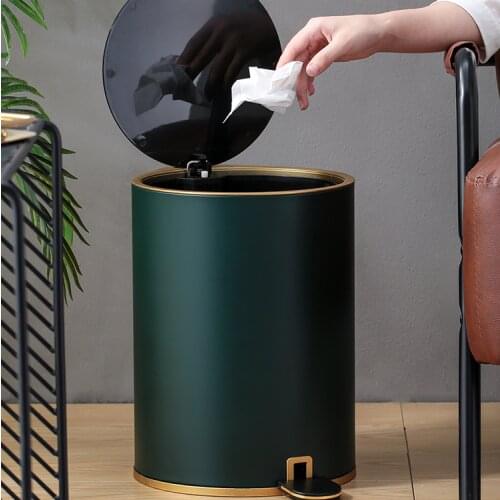 Modern Bedroom Trash Can with Lid Foot Pedal Simple Luxury Trash Can Toilet Bathroom Kosz Na Smieci Household Products DF50LJ