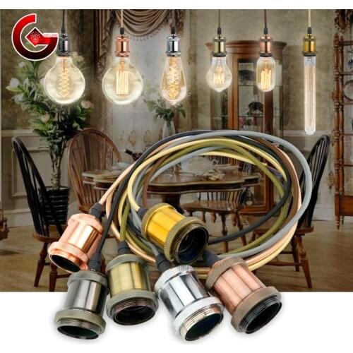 ​1 Meter E27 LED Pendant Lights Retro Edison Aluminum Lamp Holder 110V 220V Industrial Lamp Vintage Decor Hanging Lamp