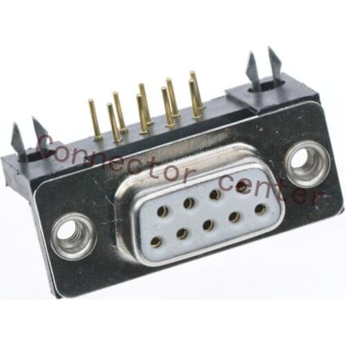 High Quality D-SUB DR Connector 9PIN Female solid Pin Full Gold flash Right Angle