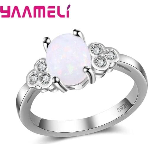 Free Shipping Top Quality White Oval Opal Stones Rings For Women 925 Sterling Silver Jewelry Accessory Ring Big Sale