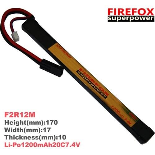 1pcs 100% Orginal FireFox 7.4V 1200mAh 20C Li Po AEG Battery 170mm x 17mm F2R12M Drop shipping