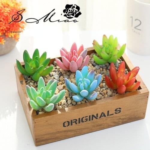 1pc Lovely Artificial Succulents Plants Potted Bonsai DIY Creative Home Balcony Garden Decorations Fake Plants Craft Supplies