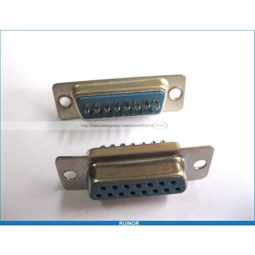 10 Pcs D Sub 15 Pin 2 Rows DIP Female Solder Connector