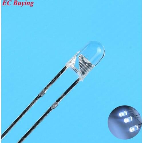 3mm White LED Round Boundless Light Emitting Diode Transparent Ultra Bright Lamp Plug-in DIY Kit Practice Endless DIP10 pcs/lot