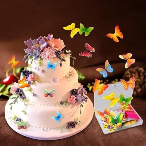 100 pcs Butterfly Flower Cake Decoration Glutinous Edible Rice Paper Wafer Paper Cake Dessert Toppers ForBirthday Party Wedding