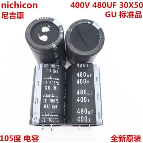 2PCS/10PCS 480uf 400v Nichicon GU 30x50mm 400V480uF Snap-in PSU Capacitor